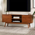58-Inch Mid-Century Wood TV Stand - Natural Pine - Holds up to 65" TVs