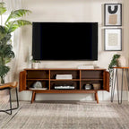 58-Inch Mid-Century Wood TV Stand - Natural Pine - Holds up to 65" TVs