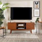 58-Inch Mid-Century Wood TV Stand - Natural Pine - Holds up to 65" TVs
