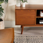 58-Inch Mid-Century Wood TV Stand - Natural Pine - Holds up to 65" TVs