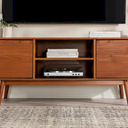 58-Inch Mid-Century Wood TV Stand - Natural Pine - Holds up to 65" TVs