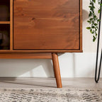 58-Inch Mid-Century Wood TV Stand - Natural Pine - Holds up to 65" TVs