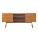 58-Inch Mid-Century Wood TV Stand - Natural Pine - Holds up to 65" TVs
