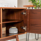 58-Inch Mid-Century Wood TV Stand - Natural Pine - Holds up to 65" TVs