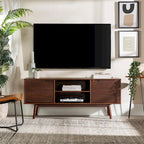 58-Inch Mid-Century Wood TV Stand - Natural Pine - Holds up to 65" TVs