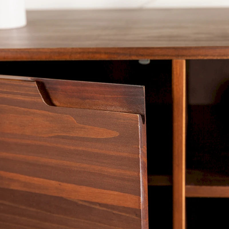 58-Inch Mid-Century Wood TV Stand - Natural Pine - Holds up to 65" TVs