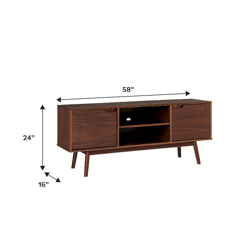 58-Inch Mid-Century Wood TV Stand - Natural Pine - Holds up to 65" TVs