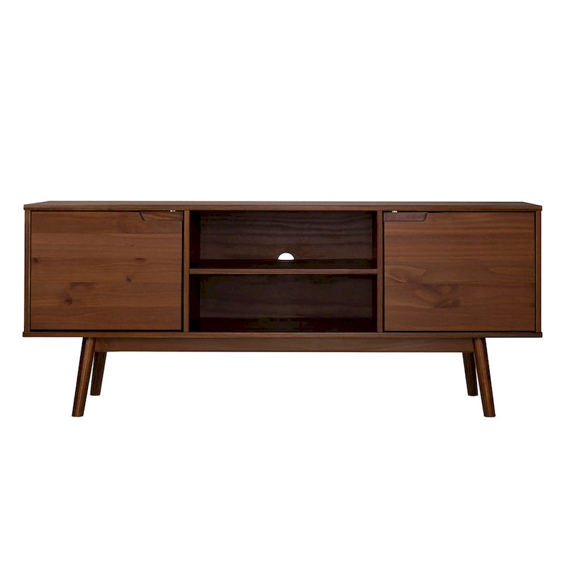 58-Inch Mid-Century Wood TV Stand - Natural Pine - Holds up to 65" TVs