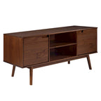 58-Inch Mid-Century Wood TV Stand - Natural Pine - Holds up to 65" TVs