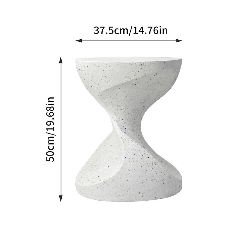 Hourglass Shaped Lightweight Concrete Patio Side Table Bedside Accent End Table - 14.76x19.68 inch