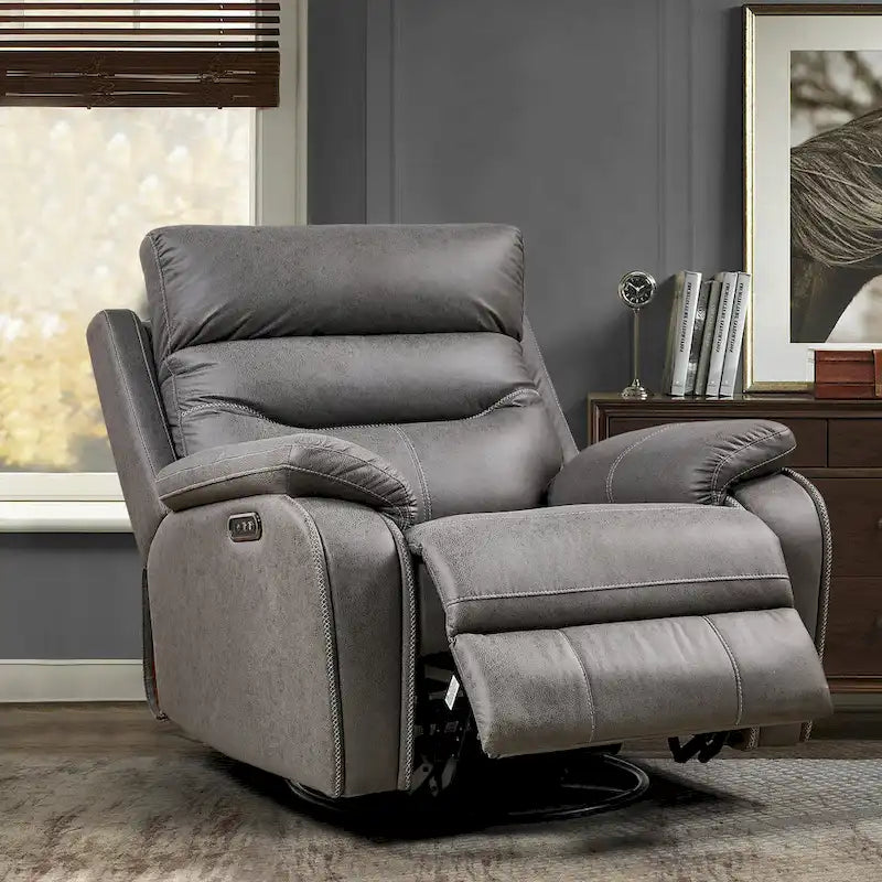 Dual Motor Swivel Rocker Recliner with Power Headrest - 330 lbs Capacity