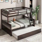 Espresso/White Twin Over Full Bunk Bed with Trundle - Sleeps 3