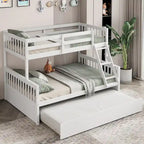 Espresso/White Twin Over Full Bunk Bed with Trundle - Sleeps 3