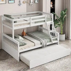 Espresso/White Twin Over Full Bunk Bed with Trundle - Sleeps 3