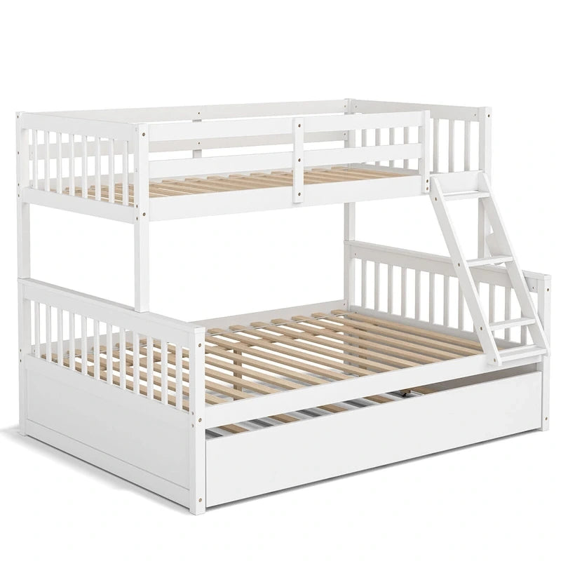Espresso/White Twin Over Full Bunk Bed with Trundle - Sleeps 3