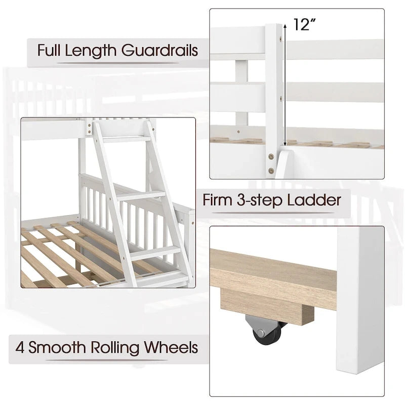 Espresso/White Twin Over Full Bunk Bed with Trundle - Sleeps 3
