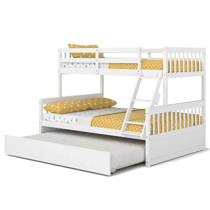 Espresso/White Twin Over Full Bunk Bed with Trundle - Sleeps 3