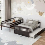Espresso/White Twin Over Full Bunk Bed with Trundle - Sleeps 3