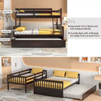 Espresso/White Twin Over Full Bunk Bed with Trundle - Sleeps 3
