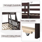 Espresso/White Twin Over Full Bunk Bed with Trundle - Sleeps 3