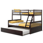 Espresso/White Twin Over Full Bunk Bed with Trundle - Sleeps 3