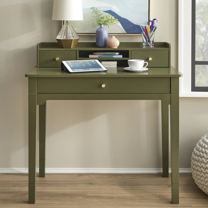 Compact Desk with Hutch - Multi-Color Options - Home Office