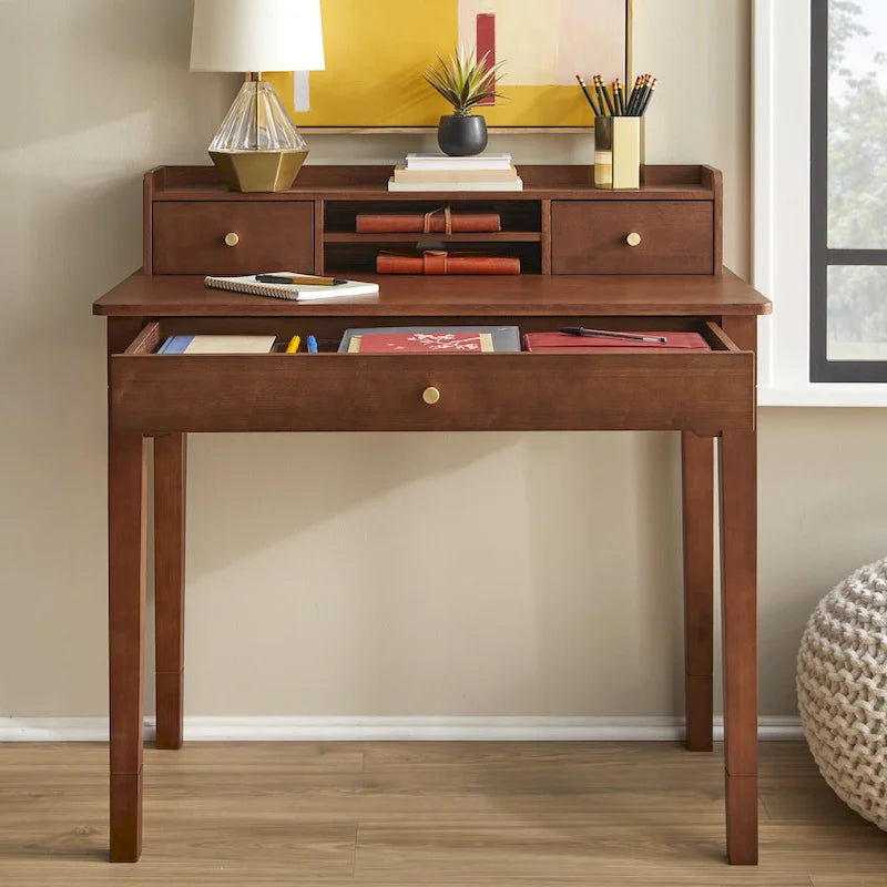 Compact Desk with Hutch - Multi-Color Options - Home Office
