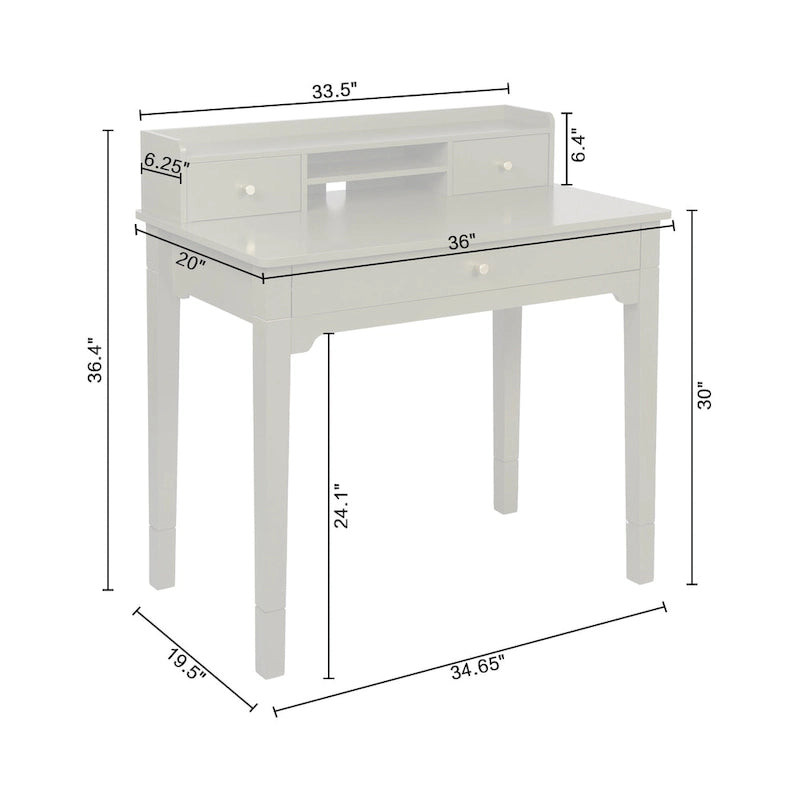 Compact Desk with Hutch - Multi-Color Options - Home Office