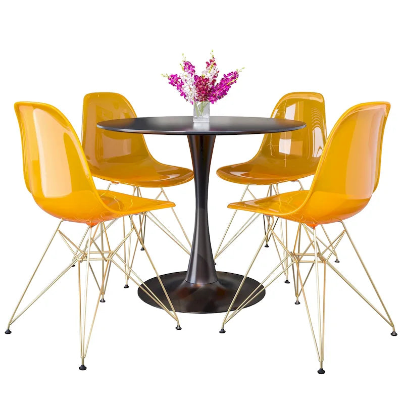 White Round Dining Set - 5 Piece with 4 Chairs