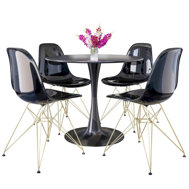 White Round Dining Set - 5 Piece with 4 Chairs