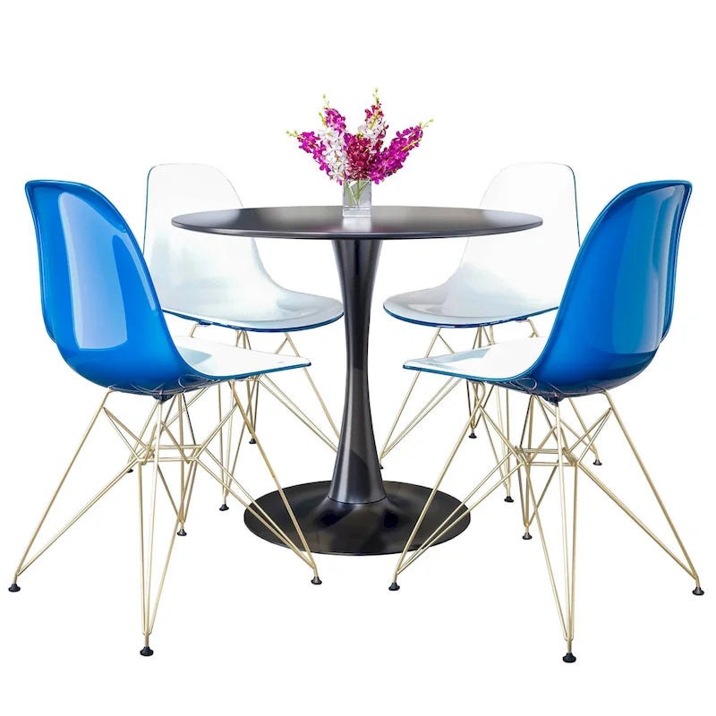 White Round Dining Set - 5 Piece with 4 Chairs