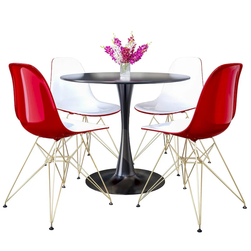 White Round Dining Set - 5 Piece with 4 Chairs