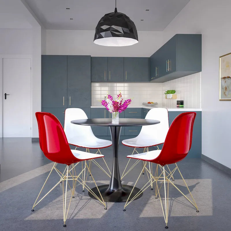 White Round Dining Set - 5 Piece with 4 Chairs