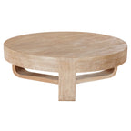32" Round Coffee Table, Natural Brown Mango Wood, Sled Base