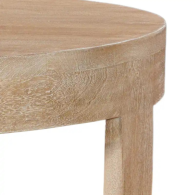 32" Round Coffee Table, Natural Brown Mango Wood, Sled Base