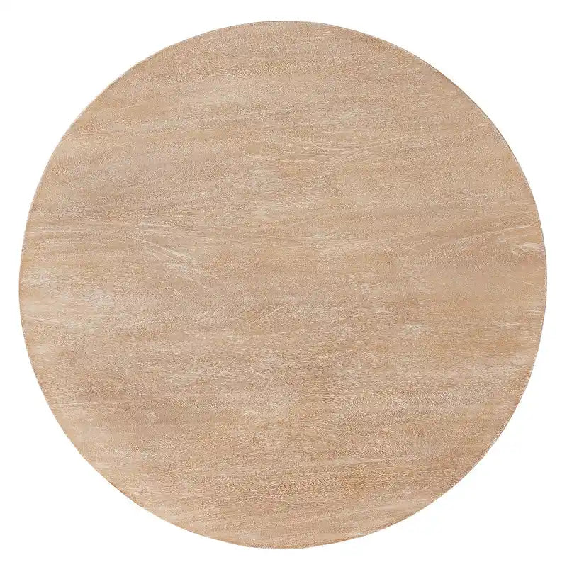 32" Round Coffee Table, Natural Brown Mango Wood, Sled Base