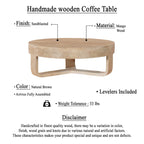 32" Round Coffee Table, Natural Brown Mango Wood, Sled Base