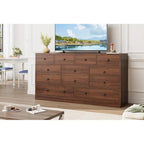 12 Drawer Dresser for Bedroom, 61 Inch Wood Dresser with Power Outlet