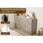 12 Drawer Dresser for Bedroom, 61 Inch Wood Dresser with Power Outlet