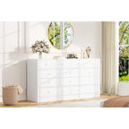 12 Drawer Dresser for Bedroom, 61 Inch Wood Dresser with Power Outlet
