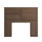 Walnut Finish Full Storage Headboard with Shelves