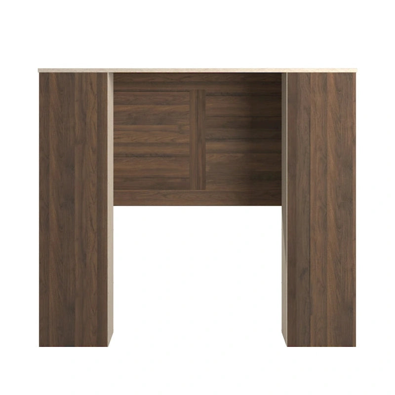 Walnut Finish Full Storage Headboard with Shelves