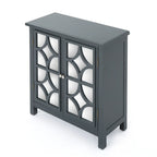 Charcoal Gray Mirrored Double Door Cabinet