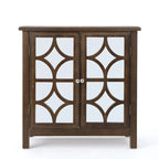 Charcoal Gray Mirrored Double Door Cabinet