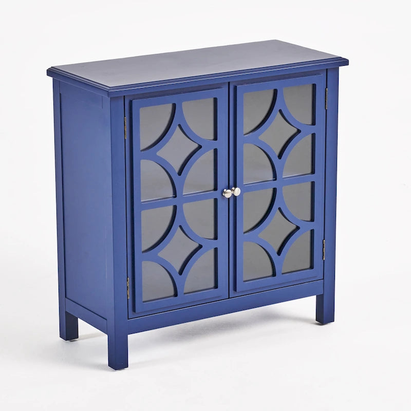 Charcoal Gray Mirrored Double Door Cabinet