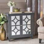 Melora Fir Wood Double Door Cabinet With Mirror Accents by Christopher Knight Home