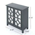 Charcoal Gray Mirrored Double Door Cabinet