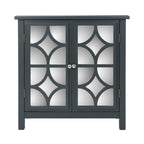 Charcoal Gray Mirrored Double Door Cabinet