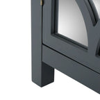Charcoal Gray Mirrored Double Door Cabinet