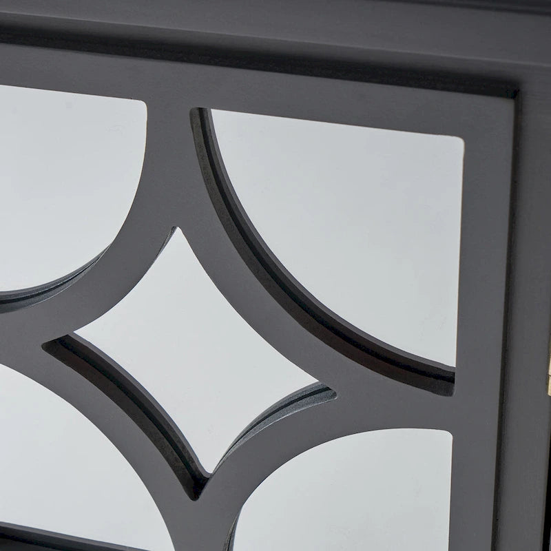 Charcoal Gray Mirrored Double Door Cabinet